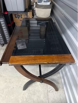 Glass top desk - heavy duty