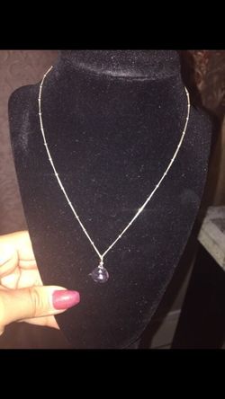 925 Silver necklace with Crystal Charm $15