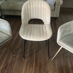 Modern Velvet Accent Chairs – Set of 3 (Needs TLC)