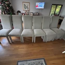 Beautiful dining room set with six leather suede chairs only $600