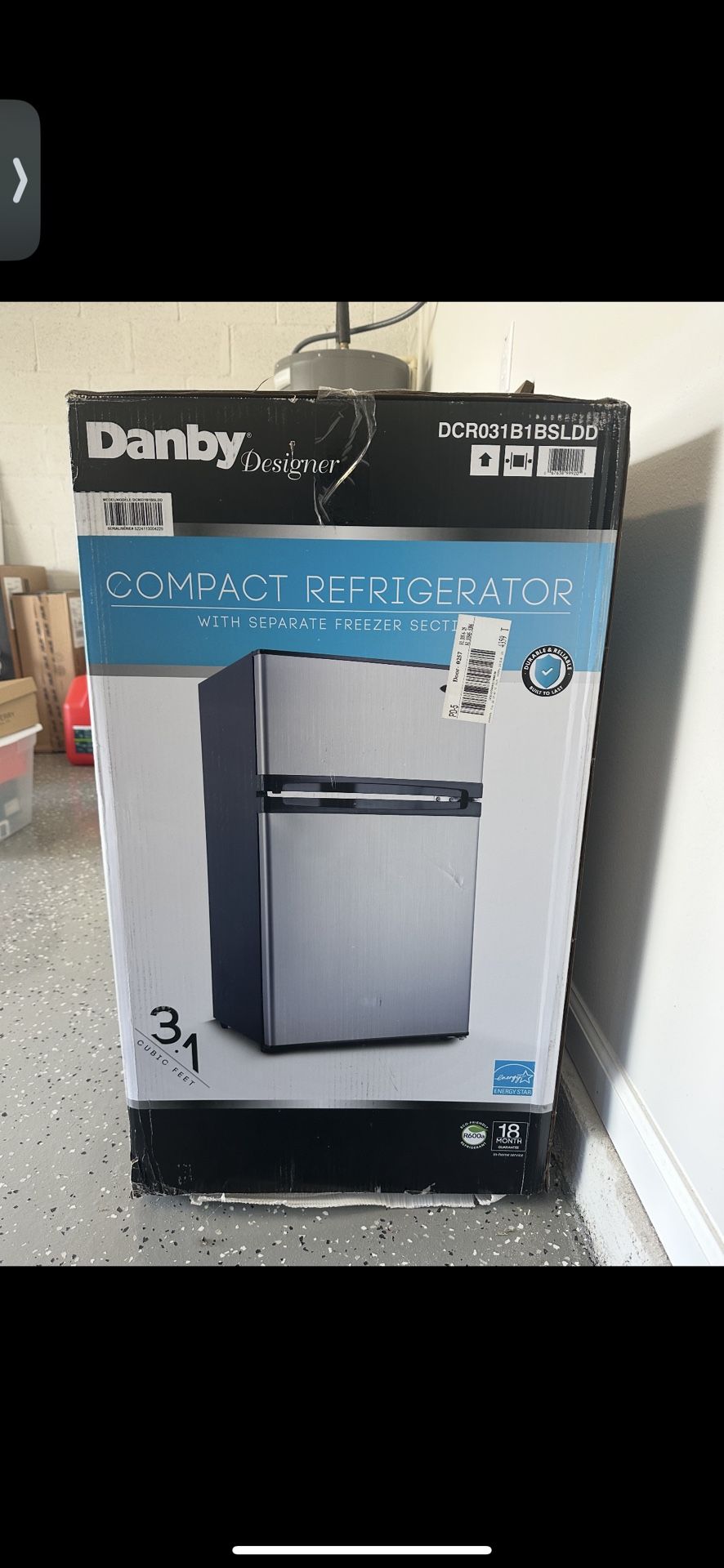 NEW Danby Compact Refrigerator – 3.1 Cu. Ft. with Freezer Section