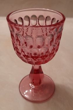 Fenton Art Colonial pink thumbprint Sherbert glass