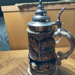 German Handmade “KING” Brand  Stein With Lid - Deutschland - Disney  - #533/10,000  Solid Pewter lid made by Zinn.