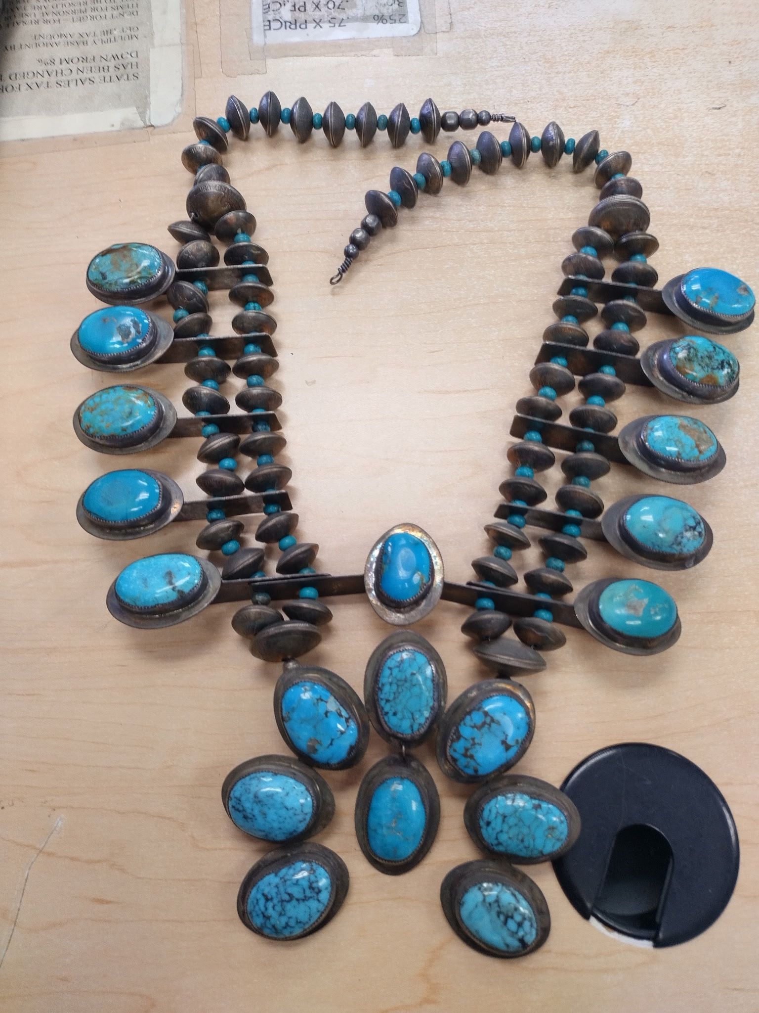 Vintage Navajo Turquoise Sterling Silver Necklace 