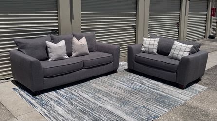 Gray Sofa and Loveseat