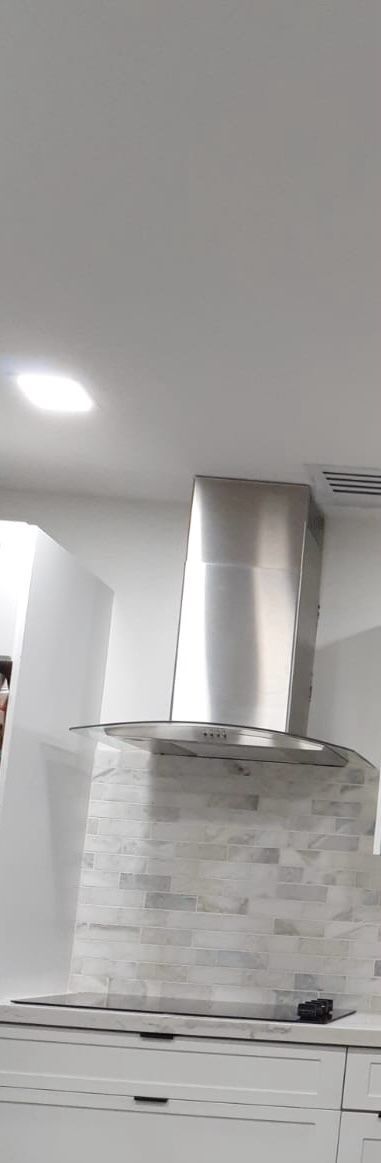  Ducted Kitchen Glass Wall Mount Range Hood with Light in Stainless Steel