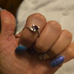 Garnet Birthstone Trillon Style Cut Sterling Silver Ring