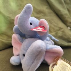 Beanie Baby Peanut Mint Cond And Teenie Baby Beanie Peanut  Creased Tag 
