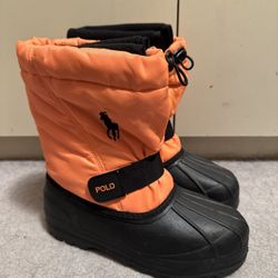 Polo Ralph Lauren Big Kids Whistler Rain/Snow Boots Neon Orange 95286 Size 6
