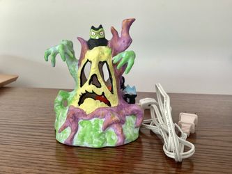 Halloween Decoration Ceramic Pumpkin Spooky Tree Light 6” Tall Selvestri Corp. Collectible Vintage