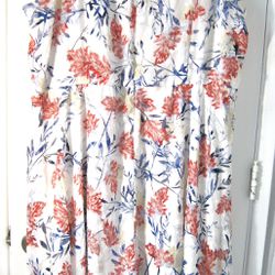 NEW Lane Bryant Dress size 26/28 White Lace with Red & Blue Flowers