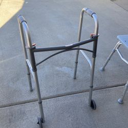 Adjustable Button Folding Walker 