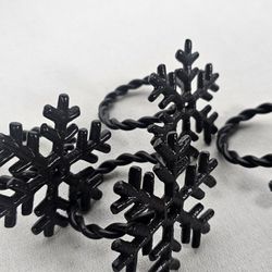 Set of 4  Metal Snowflake Napkin Rings Dark Brown Chocolate Color 2 1/2" NWOT
