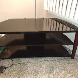 Tech Craft TV Stand Black With Brown Legs