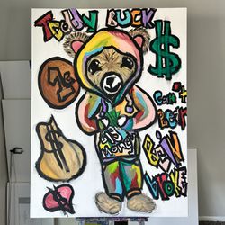 Abstract Giant Teddy Bear 36x48 Painting 