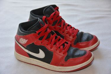 Nike Air Jordan 1 Mid Shoes Black Gym Red White - Size 8
