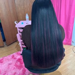 Tape In Extensions Highlights Burgundy