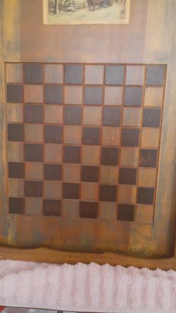 Vintage Currier& Ives Brown Checkerboard 15" Wide 25"Tall Get It Before Christmas!