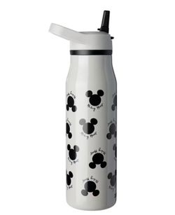 New ZAK! Mickey Mouse Stainless Steel Water Bottle, Light Grey