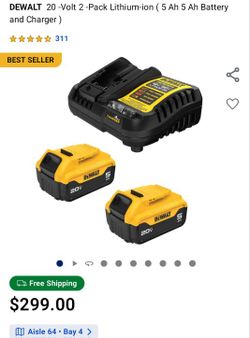Dewalt 20 Volt 2-pack Lithium-ion Battery Pack
