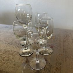 Set Of 5 Wine Glass Cups Different Sizes 