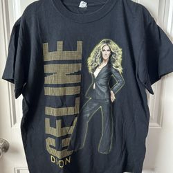 Celine Dion 2008 World Tour T Shirt Size L Black Short Sleeve Concert