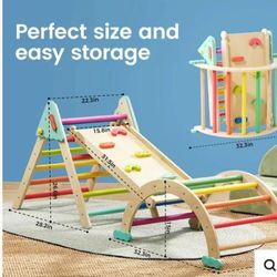 7-in-1 Rainbow Pikler Triangle SetThe 7-in-1 Pikler Triangle Set offers safe, versatile play that grows with your child—nurturing strength, confidence