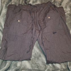 Grey Scrub Pants With Cargo Pant Like Pockets