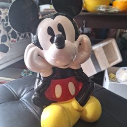 PIE=EYED MICKEY MOUSE CERAMIC COOKIE JAR WITH BOX