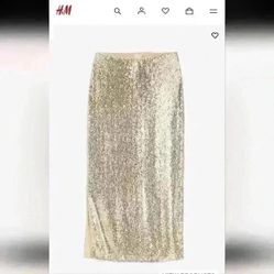 H&amp;M  Holiday Dazzling Gold Sequined Skirt - size Small NWT 