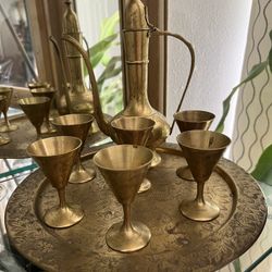 Vintage Brass Tee Pot Set
