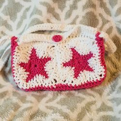 Crochet Bag Pink And White 