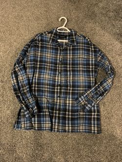 Blue & Black Plaid Distressed PacSun Flannel