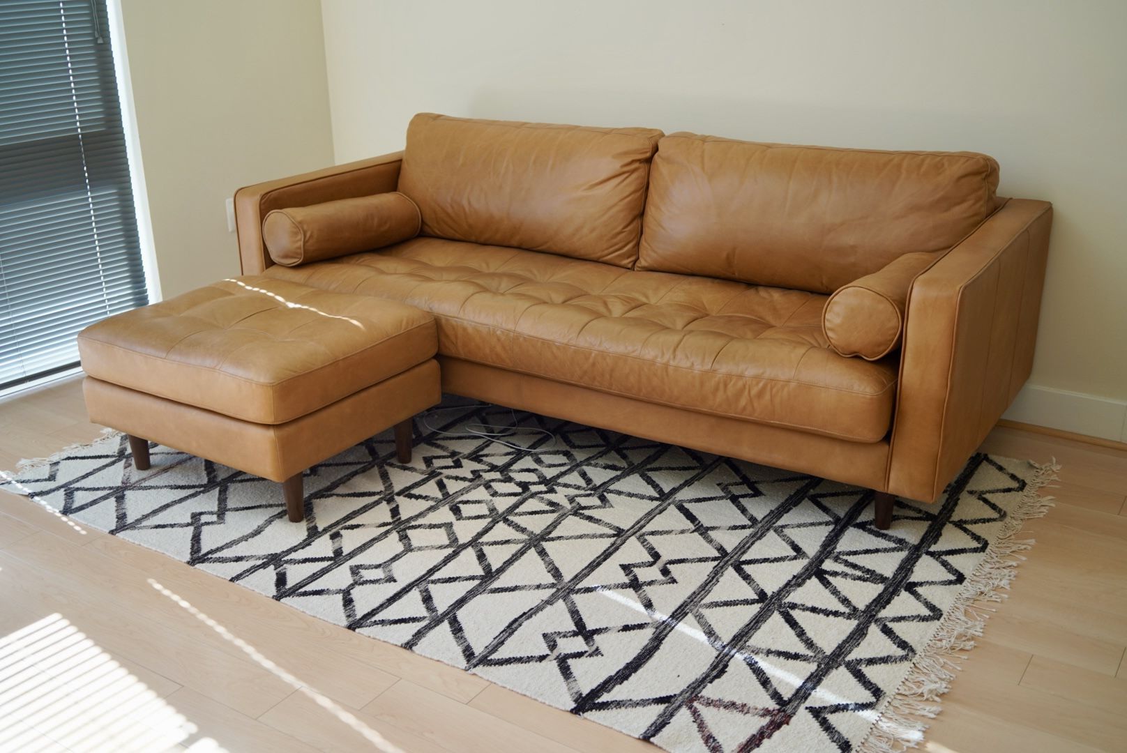 Article Sven Charme Tan Leather Sofa $ Ottoman