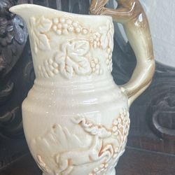 Stunning English Antique Dog Handle Pitcher 