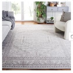 SAFAVIEH Adirondack Collection Area Rug - 8' x 10', Ivory & Silver, Oriental Medallion Design, Non-Shedding & Easy Care, Ideal for High Traffic Areas 