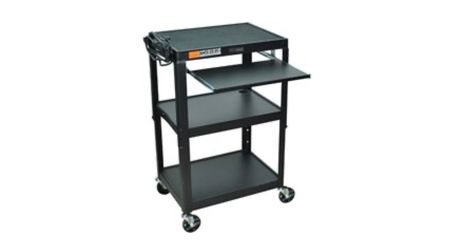 Adjustable Height Metal Cart with Keyboard Tray