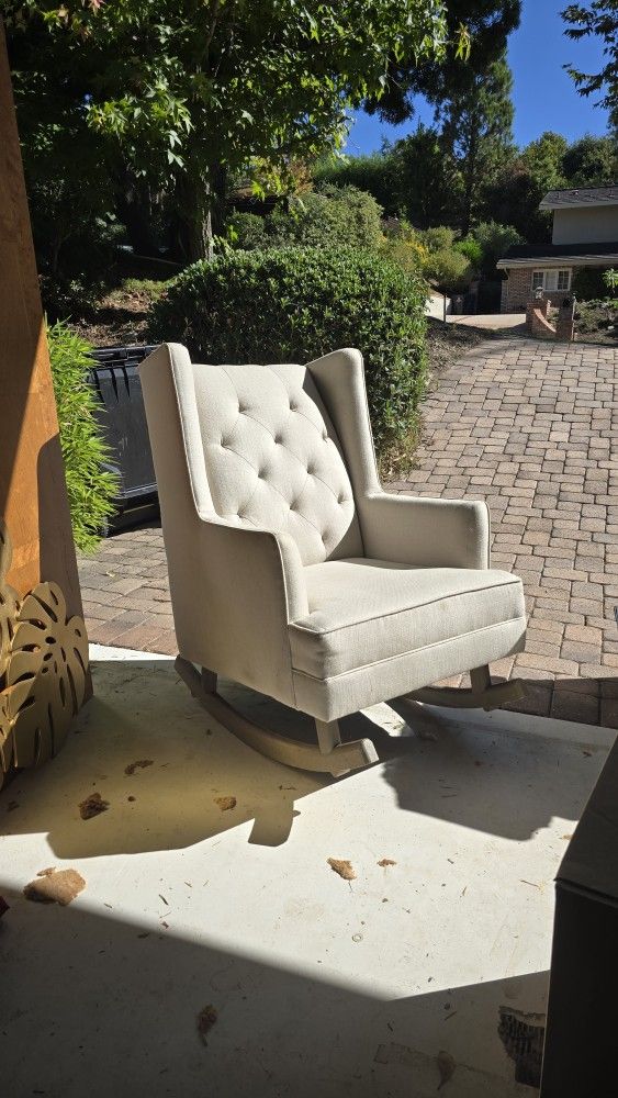 Pottery Barn Tufted Wingback Rocking Chair