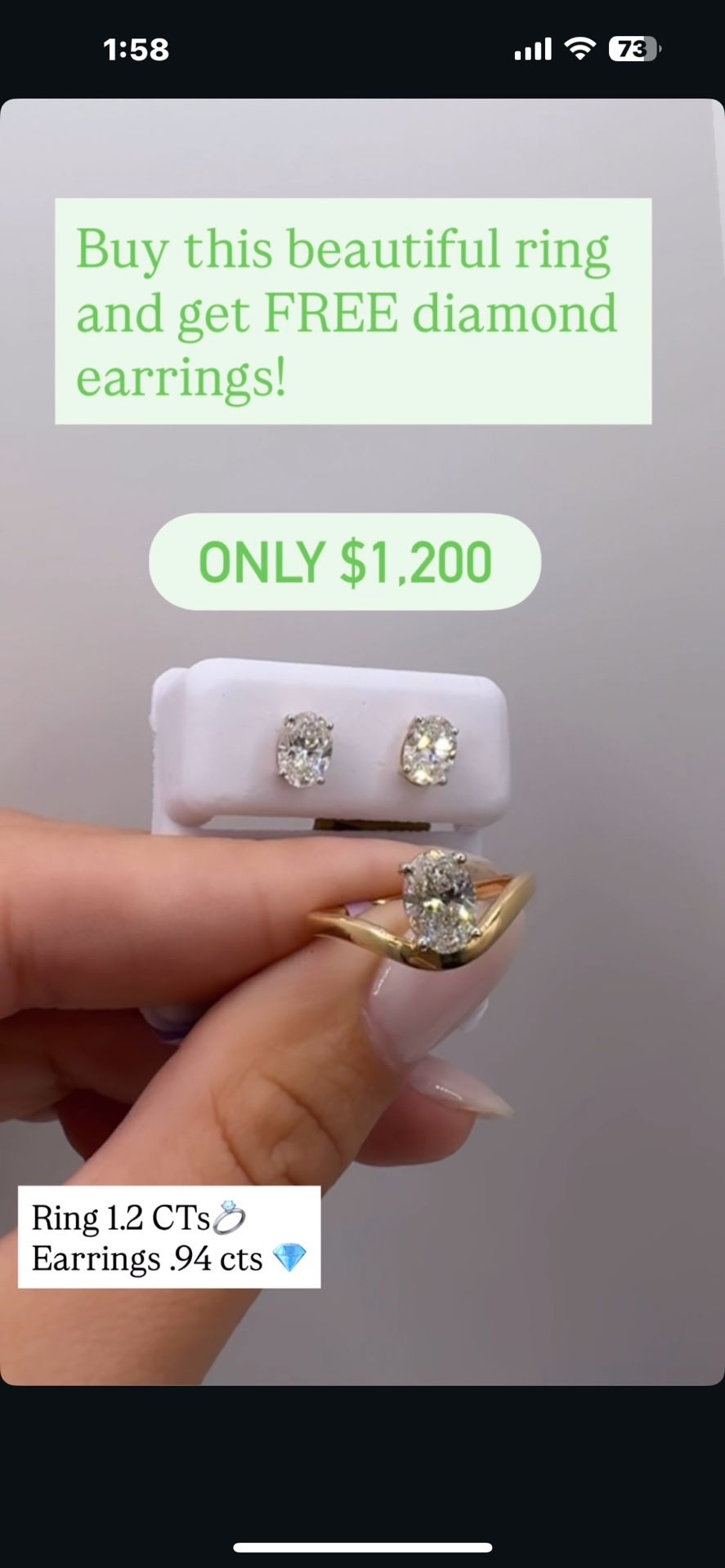 FREE DIAMOND EARRINGS WITH DIAMOND RING PURCHASE