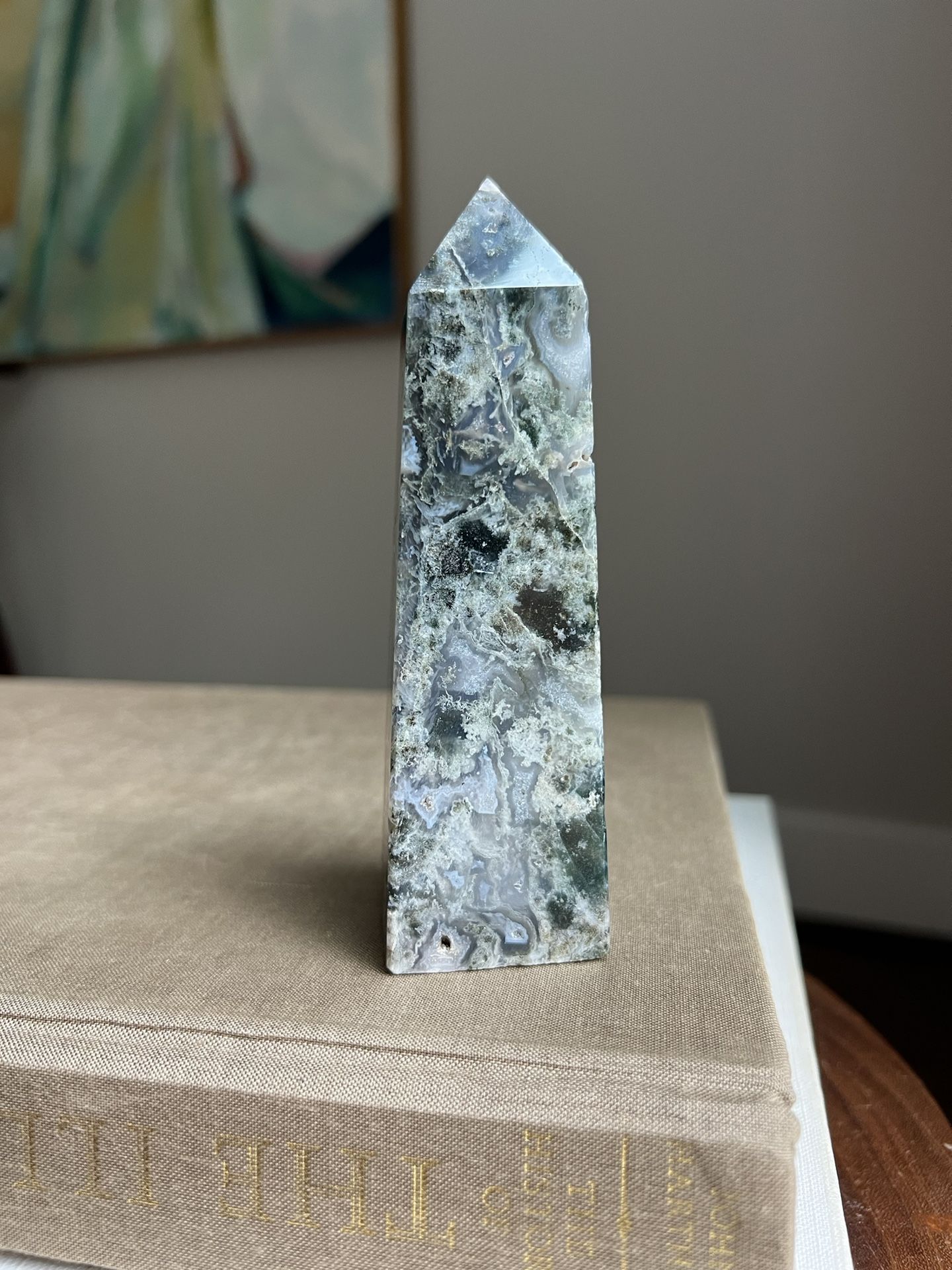 Moss Agate Tower ( H5” ) firm on price