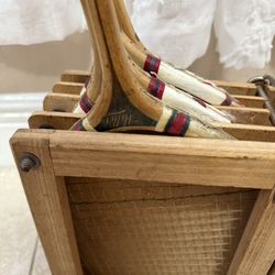 Vintage Wooden Tennis Racquets Set with Original Carrier