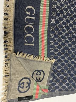 Gucci GG Shawl/Scarf Navy 100% Lanawool