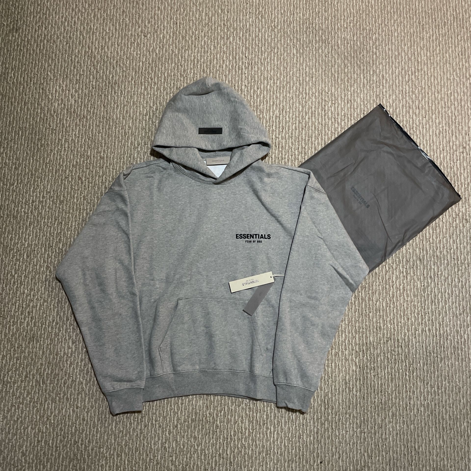 brand new dark oat essentials hoodie