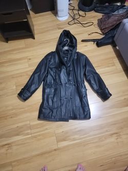 Heavy Duty Thick Leather Jacket With Hoodie