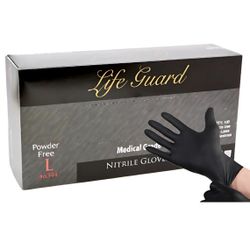 Lifeguard 6330, Color: Black Nitrile Exam PF Soft Medical Gloves - 10 Boxes