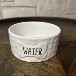White Ceramic Tahari Dog Bowl