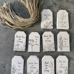 “Thank You for Coming” Tags - 100 Floral Gift Tags with Twine