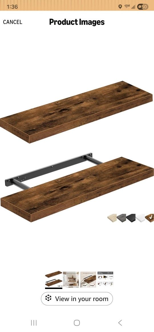 Brand NEW Set Of 2 23.6" Floating Shelves(Brown)