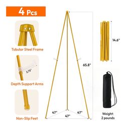 Easel stand, for party sign, decorations, welcome, banner, events, color GOLD,