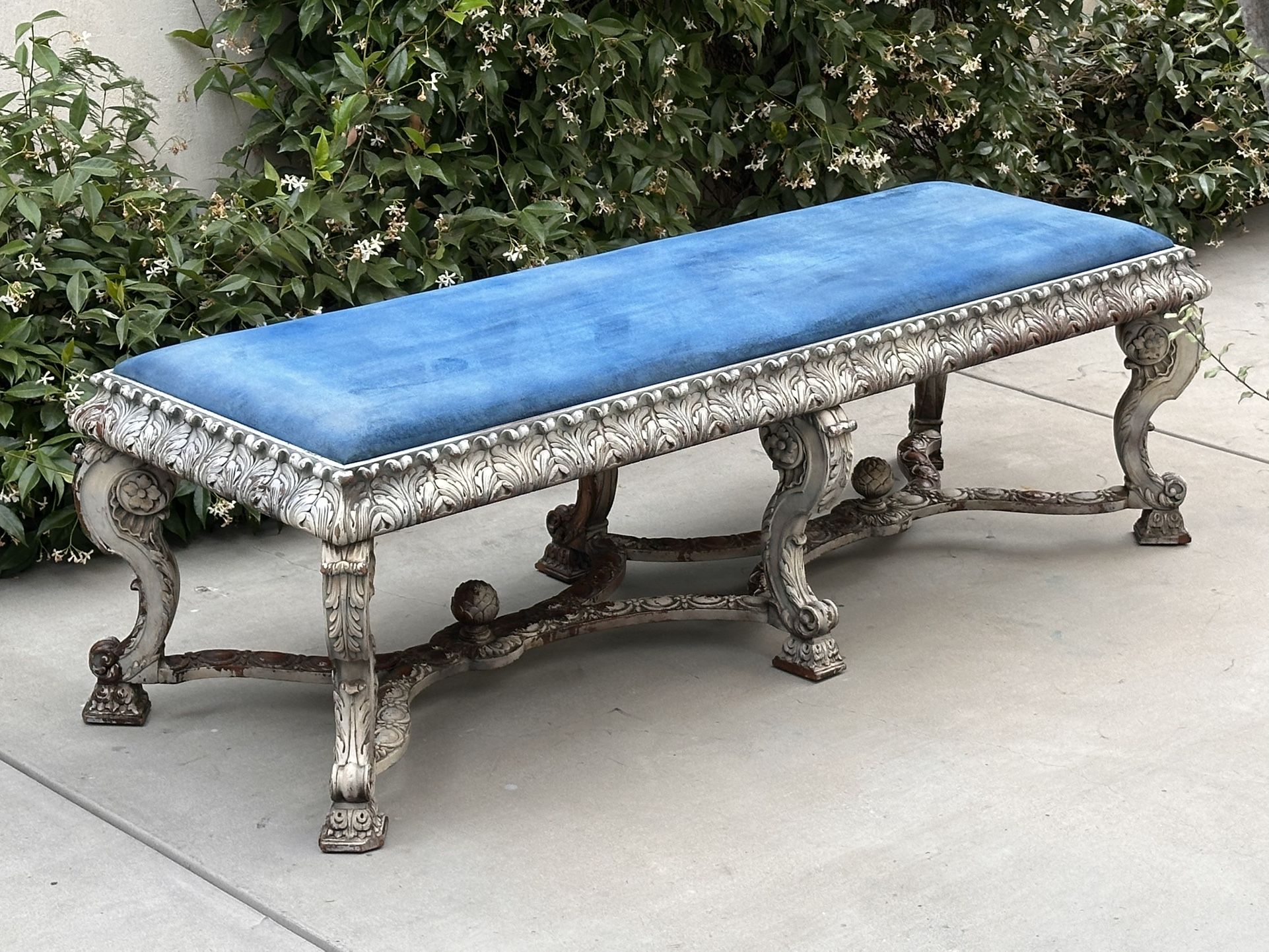 Antique Shabby Chic Oak Bench